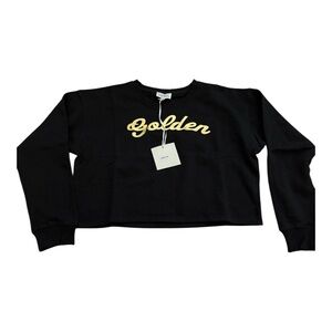 Something Somewhere Golden Black Cropped Sweatshirt Size M Minimalist Streetwear